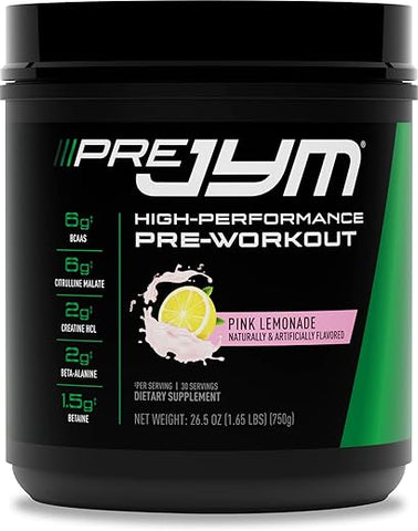 JYM Supplement Science - PRE JYM 30 Porções – Limonada Rosa | Energético Pré-Treino | Fórmula Avançada | 300g