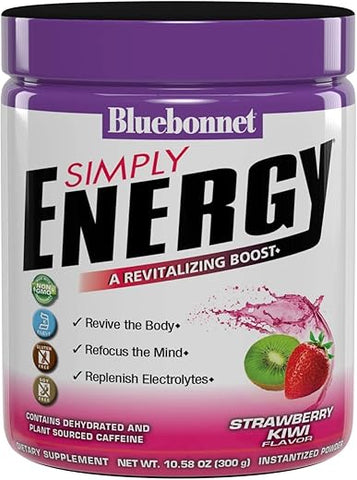 Nutrition Simply Energy Powder – Sem Corantes, Sabores ou Adoçantes Artificiais – Livre de Soja, Glúten, Transgênicos, Kosher, Sem Laticínios, Vegano – 300g, 30 Porções - Bluebonnet