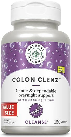 Colon Clenz | Suplemento Herbal para Limpeza do Cólon, Desintoxicação e Saúde Digestiva – Fórmula Suave e Confiável para Uso Noturno – Garantia de 60 Dias – 150 Porções - Natural Balance