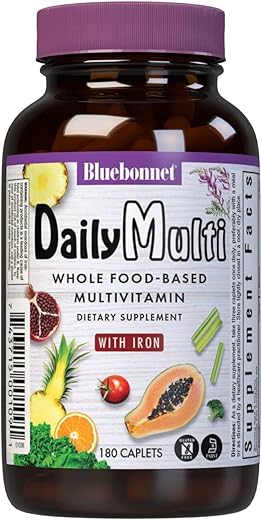Nutrition Super Earth MultiNutrient Formula com Ferro – Suporte Nutricional Diário, Sem Glúten, Certificado Kosher, Sem Laticínios, Amigo dos Vegetarianos, 60 Porções - Bluebonnet