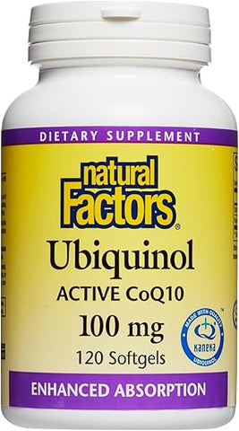 Ubiquinol Active CoQ10 100 mg – Suplemento de Coenzima Q10 de Alta Absorção para Energia, Saúde Cardíaca e Cognitiva – 120 Softgels - Natural Factors