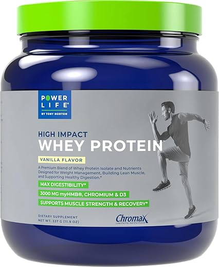 Tony Horton Proteína Whey de Alta Performance com 3000 MG de HMB, Sem Adição de Açúcar, Não-OGM, Livre de Hormônios e Antibióticos, 15 Porções (Baunilha – Nova Fórmula) - POWERLIFE