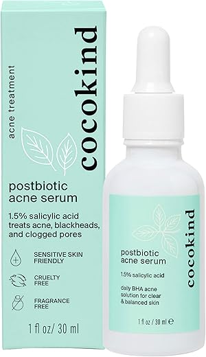 Serum Pós-Biótico para Acne, Serum de Ácido Salicílico e Esfoliante Líquido BHA – Serum Esfoliante, Iluminador e Hidratante - Cocokind