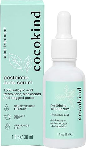 Serum Pós-Biótico para Acne, Serum de Ácido Salicílico e Esfoliante Líquido BHA – Serum Esfoliante, Iluminador e Hidratante - Cocokind