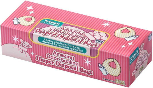 Amazing Odor Sealing Bags para Descarte de Fraldas de Bebê – Duráveis e sem Perfume [Tamanho: XS, Cor: Rosa] (200 unidades, Pacote de 1) (200 Sacos) - BOS