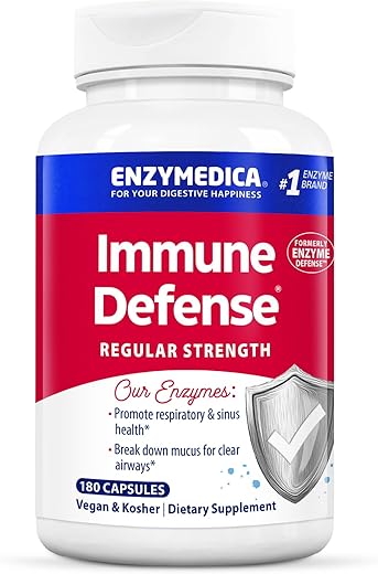 Enzyme Defense – Fórmula Especializada de Enzimas para Suporte ao Sistema Imunológico, Vegano, Kosher, 180 Cápsulas (180 Porções) - Enzymedica