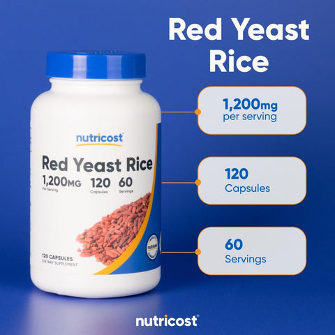 Nutricost Red Yeast Rice 1200mg, 120 Capsules - 60 Serv, Veggie Caps, Non-GMO, Gluten Free