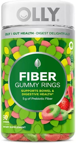 Fiber Gummy Rings – 5g de Fibra Prebiótica, FOS (Fruto-oligossacarídeos), Suporte Digestivo, Sabor Berry Melon - OLLY