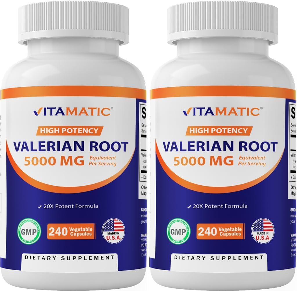 Raiz de Valeriana 5000 mg Equivalente por Cápsula – Extrato Concentrado 20X de 20:1 250mg – 240 Cápsulas - Vitamatic