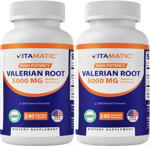 Raiz de Valeriana 5000 mg Equivalente por Cápsula – Extrato Concentrado 20X de 20:1 250mg – 240 Cápsulas - Vitamatic