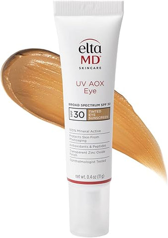 EltaMD UV AOX Protetor Solar Tonalizante para Área dos Olhos SPF 30, Protetor Solar Tonalizante para o Rosto, Fórmula de Protetor Solar 100%% Mineral, Tubo de 0,4 g