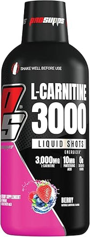 L-Carnitine 3000 Shots Líquidos Estimulantes Sem Cafeína para Homens e Mulheres – Bebida para Treino, Performance e Recuperação Muscular (31 Porções, Sabor de Frutas Vermelhas) - PROSUPPS