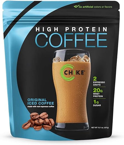 CHIKE - Chike Original Café Gelado com Alto Teor de Proteína, 20g Proteína, 2 Shots de Espresso, 1g Açúcar, Amigo da Dieta Keto e Sem Glúten, 14 Porções (425ml)
