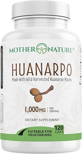 Mother Nature Organics Superfoods for Organic Living - Huanarpo Macho em Cápsulas em Pó – Força Máxima 1000mg (120 Unidades) – Suporte Masculino, Energia