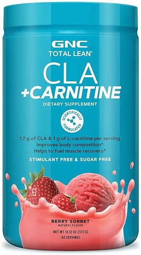 Total Lean CLA Carnitine | Melhora a Composição Corporal e Potencializa a Recuperação Muscular | Livre de Estimulantes e Açúcar | Sorbet de Frutas Vermelhas | 60 Porções - GNC