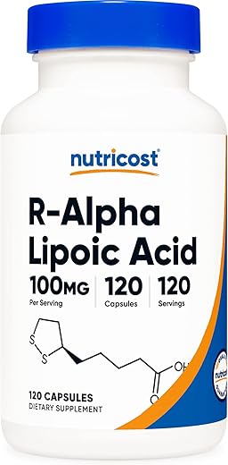 Ácido Alfa Lipóico R-100mg, 120 Cápsulas – Veggie Caps, Sem OGM, Sem Glúten - Nutricost
