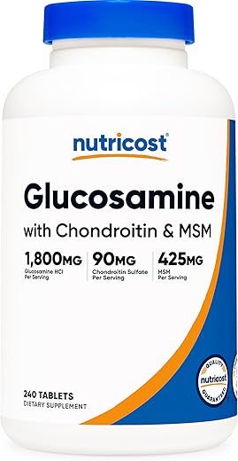 Glucosamina 1800mg com Condroitina – Suporte para Articulações – 180 Cápsulas - Nutricost