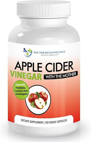DOCTOR RECOMMENDED SUPPLEMENTS - Cápsulas de Vinagre de Maçã – 100% Orgânicas, 1500 mg – Digestão Natural, Suporte para o Sistema Imunológico