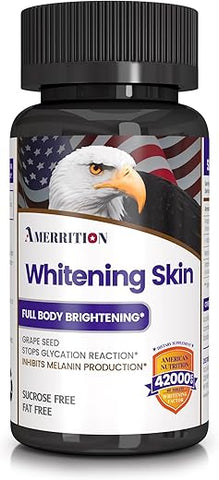 Amerrition - Suplemento Clareador de Pele com Extrato de Semente de Uva, Glutationa, Vitamina B3 e Vitamina C – 60 Comprimidos