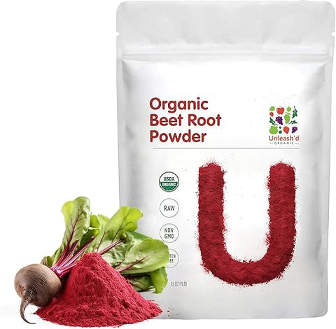 UNLEASH'D ORGANIC - UNLEASH’D ORGANIC – Pó de Beterraba Orgânica 454g – Superfood Natural Impulsionador de Óxido Nítrico – Aumenta a Resistência e Energia