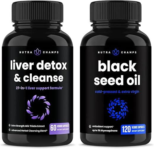 Kit Desintoxicação do Fígado e Cápsulas de Óleo de Semente Preta – Limpeza e Saúde Hepática - NutraChamps