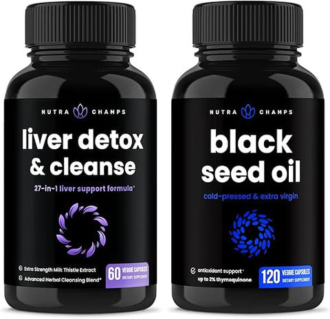 Kit Desintoxicação do Fígado e Cápsulas de Óleo de Semente Preta – Limpeza e Saúde Hepática - NutraChamps