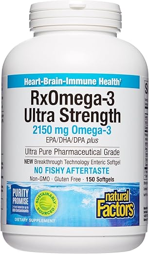 Ultra Strength RxOmega-3 Fish Oil 2,150 mg Ômega-3 por Porção – 150 Softgels - Natural Factors