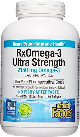 Ultra Strength RxOmega-3 Fish Oil 2,150 mg Ômega-3 por Porção – 150 Softgels - Natural Factors
