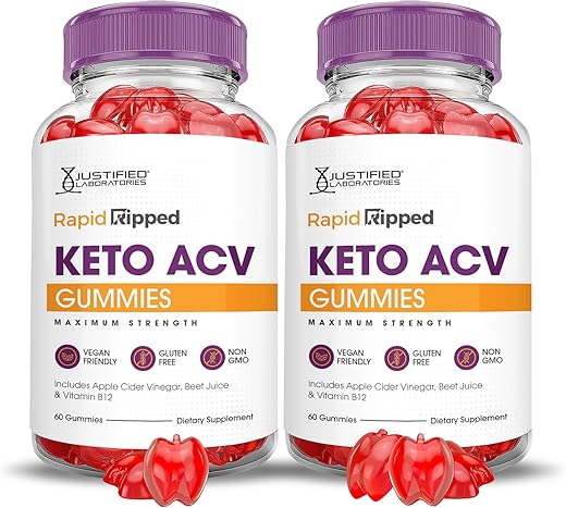 Justified Laboratories - (2 Pacotes) Gomas de Rápida Queima Keto ACV Fórmula Avançada 1000MG Rapidripped Keto Gummies Vinagre de Maçã Formulado com Romã e Beterraba em Pó B12 Vegano Não GMO 120