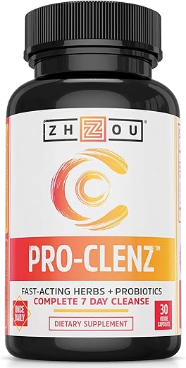 ZHOU - Zhou Pro-Clenz | Desintoxicação do Cólon em 7 Dias com Probióticos | Peso Saudável, Regularidade | 7g