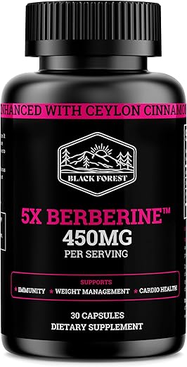 Suplemento de Dihidroberberina Black Forest 5X com Canela do Ceilão – Melhor Dihidroberberina com 5X mais eficácia do que o Berberina HCL regular
