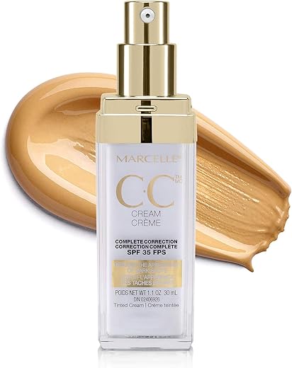 MARCELLE - Marcelle CC Cream SPF 35 – Tonalizante Universal Golden Glow, Realçador de Pele, Livre de Parabenos, 30ml