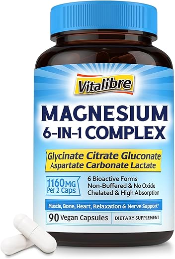 Vitalibre - Suplemento Complexo de Magnésio 1160mg para Sono e Nervos – Marca em Destaque