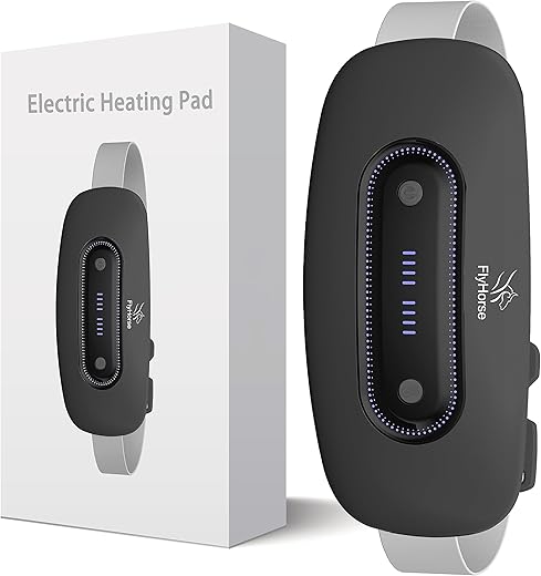 Flyhorse - Aquecedor Elétrico Portátil para Menstruação com 4 Níveis de Calor e 4 Modos de Massagem, Envoltório de Aquecimento Rápido para Alívio de Cólicas e Dor nas Costas