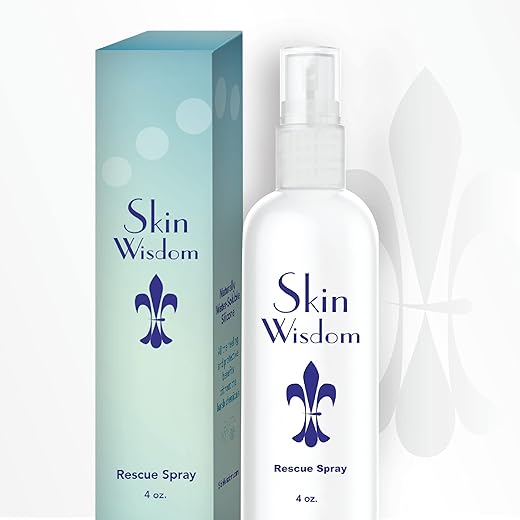 Skin Wisdom - Rescue Spray: Fórmula Patenteada com Ácido Hialurônico, Aloe Vera Orgânica para Pele Saudável – Eczema, Rosácea, Dermatite por Radiação, Queimadura Solar, Irritação, Redução de Cicatrizes 120 ml