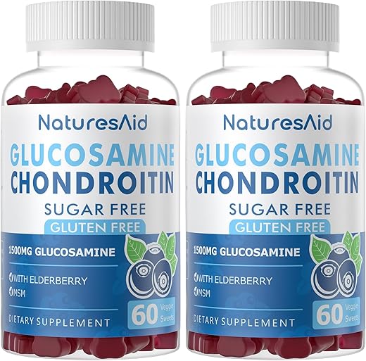 Natures Aid - Gomas de Glucosamina Condroitina com MSM – Fortaleça suas articulações – 60 g