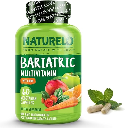 Bariatric Multivitamínico – Um Diário com Ferro – Suplemento para Pacientes de Cirurgia de Bypass Gástrico – Nutrição Natural de Alimentos Integrais – 60 Cápsulas Vegetais - NATURELO