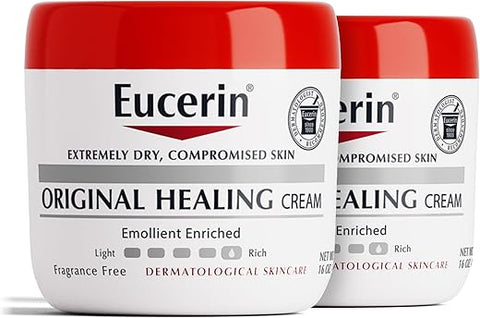 Original Healing Cream – Creme Corporal sem Fragrância para Pele Seca, 2 Embalagens de 16 Oz (454 g) cada - Eucerin