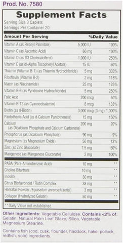 Nature's Bounty - HAIR/SKIN/NAILS TABS NBY 60 – Fórmula Avançada para Cabelo, Pele e Unhas – 60 Comprimidos