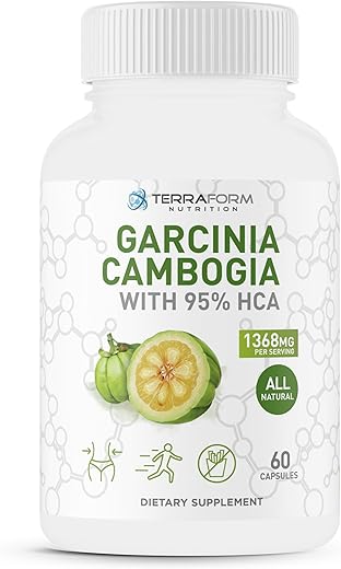 TerraForm Nutrition - Extrato de Garcinia Cambogia Pura 100%% – HCA Natural de 95%%, 1368mg por Porção – Suporte Rápido para Perda de Peso, Inibidor Natural de Apetite – para Homens