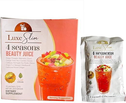 4 SEASONS Beauty Juice – Suco de Beleza, 21g x 10 Sachês, 10 Unidades (Pacote de 1) - Luxe Slim