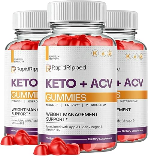 Mega Hits - Rapid Ripped Keto ACV Gummies – 180 Unidades, 3 Pacotes | Emagreça Rapidamente com Saborosos Gummies de Maçã e Vinagre de Maçã
