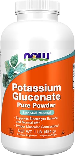 Suplementos, Pó Puro de Gluconato de Potássio 175 mg, Mineral Essencial*, 1 Libra - NOW Foods