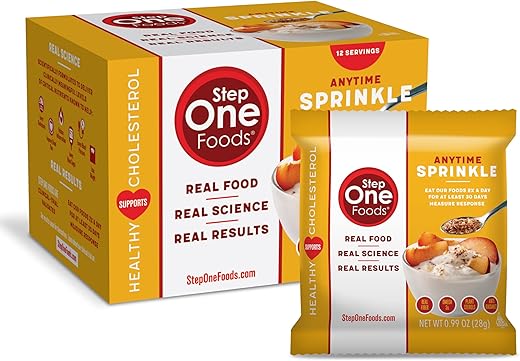 Anytime Sprinkle: Snack Saudável para o Coração com Fitosteróis Vegetais, Ômega 3 e Fibra Alimentar – Granola Vegana Sem Glúten (12 Pacotes) - Step One Foods