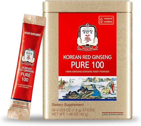 JUNG KWAN JANG - JungKwanJang Extrato Puro de Ginseng Vermelho Coreano em Pó, 28 Sachês – Marca JungKwanJang