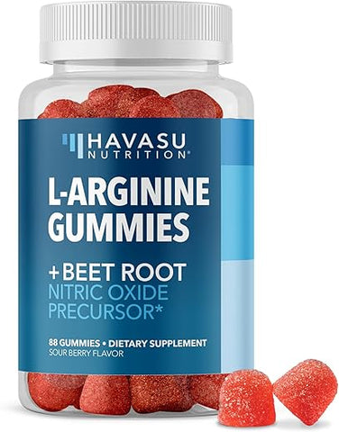 HAVASU NUTRITION - L-Arginine Gummies – Suplemento de Óxido Nítrico para Saúde Masculina – Fórmula com L-Arginina, L-Citrulina e Beterraba – Resistência e Desempenho – Sabor de Frutas Vermelhas