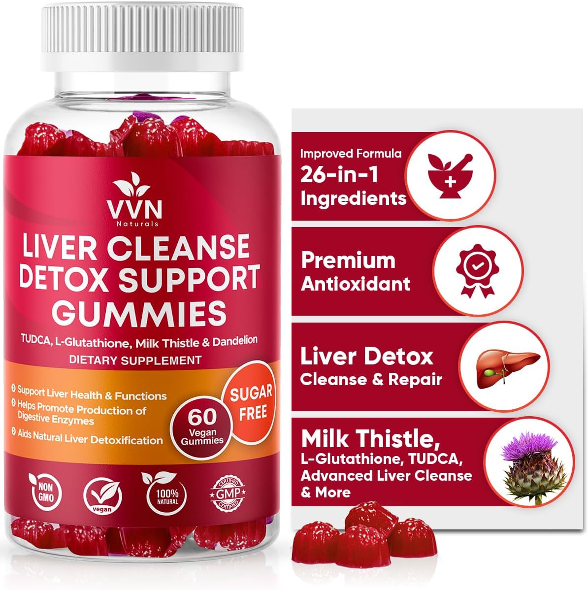 VVN Naturals - VVNaturals Detox Limpeza do Fígado 26 em 1 Sem Açúcar