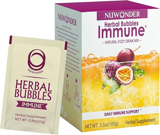 NUWONDER - Suplemento Herbal de Suporte à Imunidade com Astragalus, Gengibre, Jujuba, Atractylodes, Sabor Natural de Maracujá, Sem Ingredientes Artificiais, Reforço Imunológico, 1 Caixa com Extra