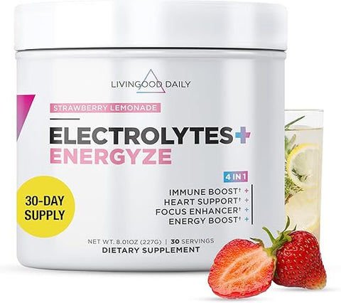 Livingood Daily - Livingood Pó Diário de Eletrólitos Sem Açúcar – Pó de Hidratação de Eletrólitos Keto com Vitamina C, Taurina, D-Ribose | 100g