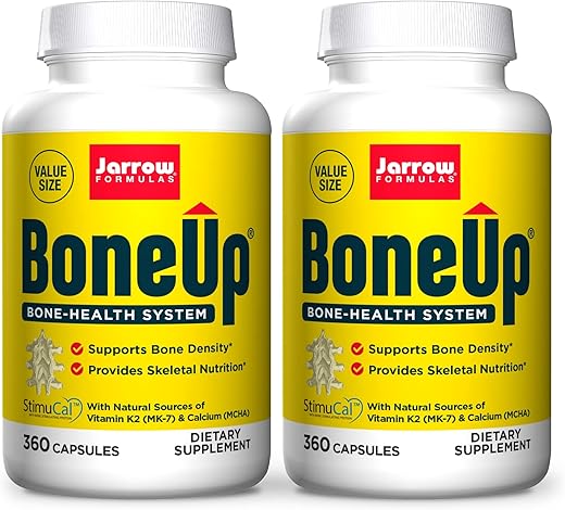 BoneUp – 360 Cápsulas, Pacote de 2 – Fórmula Micronutriente para Saúde Óssea – Fontes Naturais de Vitamina D3, Vitamina K2 (como MK-7) - Jarrow Formulas